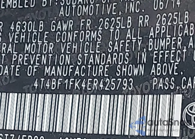 4T4BF1FK4ER425793: 43587615