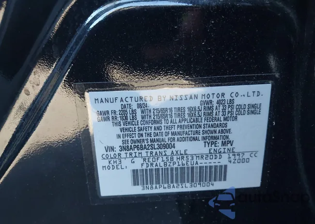 3N8AP6BA2SL309004: 43587785