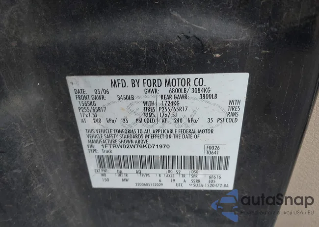 1FTRW02W76KD71970: 43586955