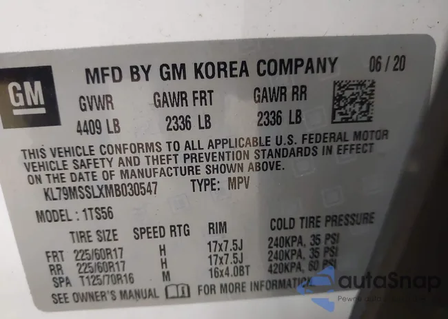 KL79MSSLXMB030547: 43587044