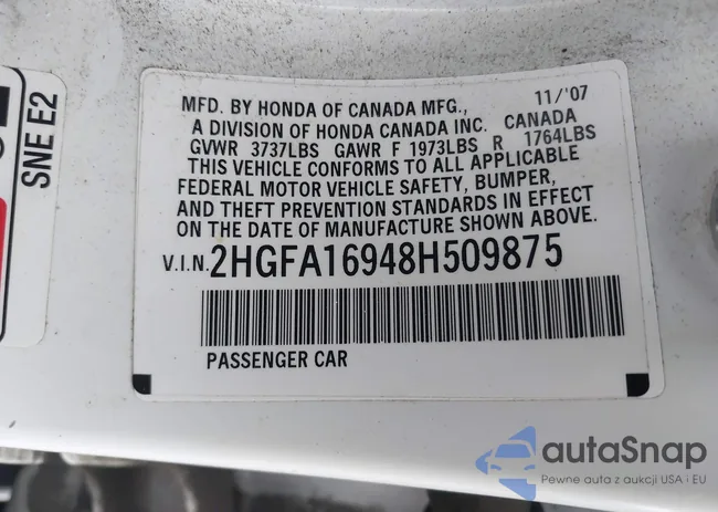 2HGFA16948H509875: 43587065