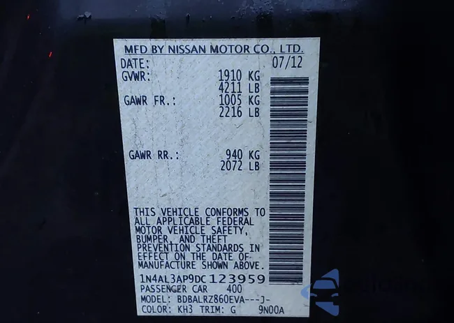 1N4AL3AP9DC123959: 43587224