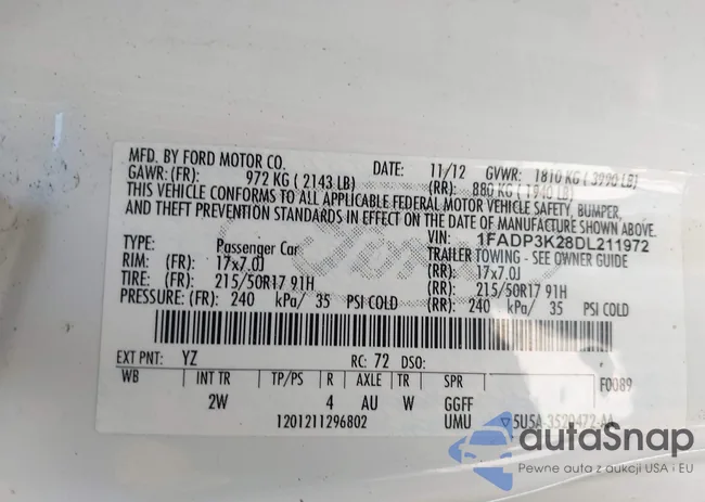 1FADP3K28DL211972: 43587263