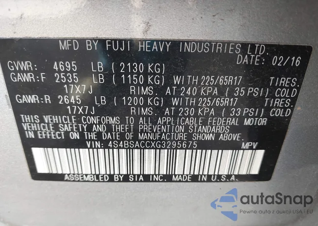 4S4BSACCXG3295675: 43587306