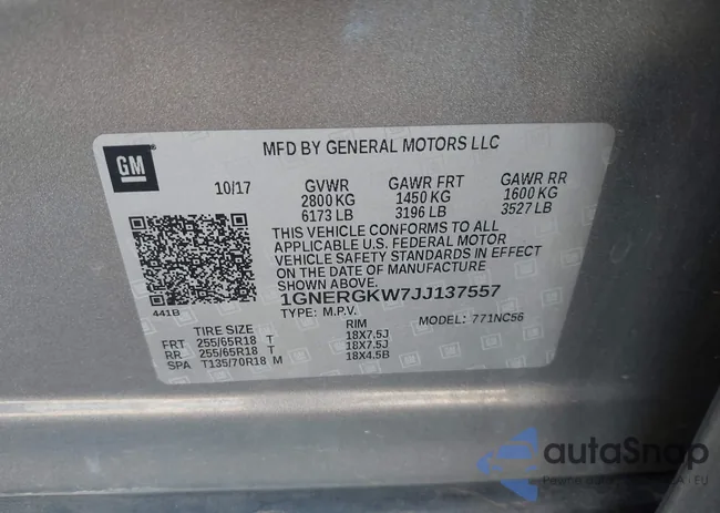 1GNERGKW7JJ137557: 43587309