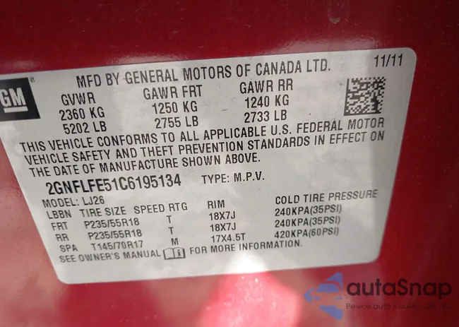 2GNFLFE51C6195134: 43588608