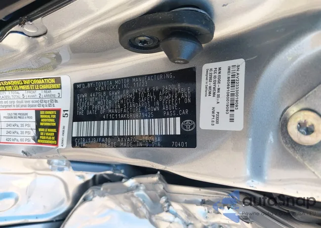 4T1C11AK6RU879425: 43588005