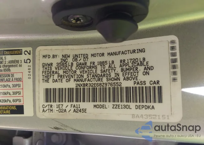 1NXBR32E68Z976552: 43588118