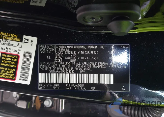 5TDYARAH8RS538092: 43588201