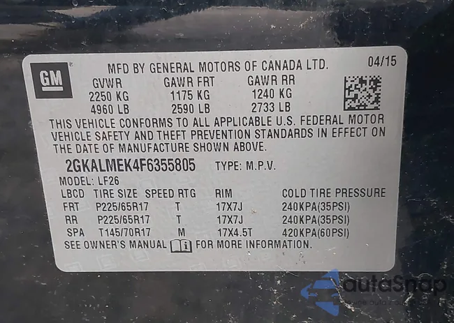 2GKALMEK4F6355805: 43589363