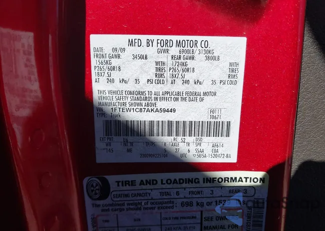 1FTEW1C87AKA59449: 43589501