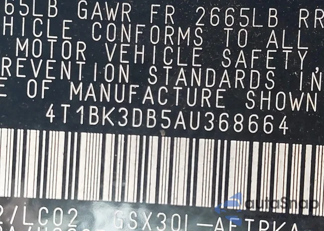 4T1BK3DB5AU368664: 43589506