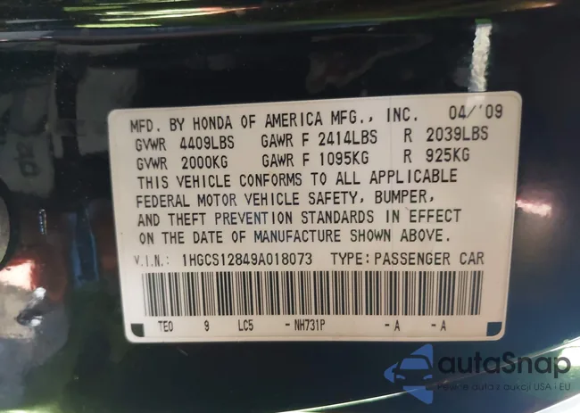 1HGCS12849A018073: 43589605