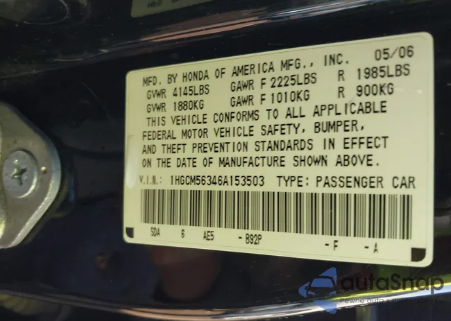 1HGCM56346A153503: 43589638