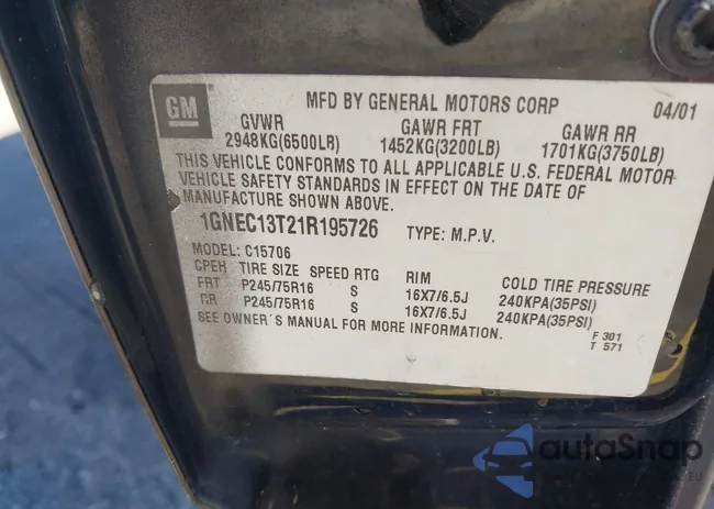 1GNEC13T21R195726: 43589688