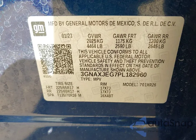 3GNAXJEG7PL182960: 43589720