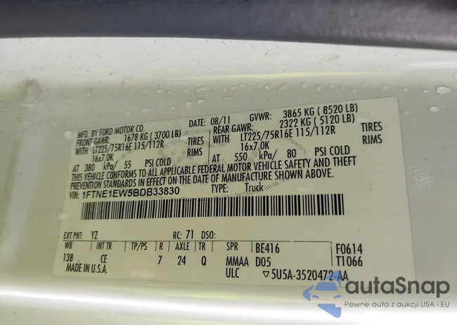 1FTNE1EW5BDB33830: 43589724