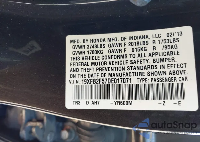 19XFB2F57DE017071: 43589749