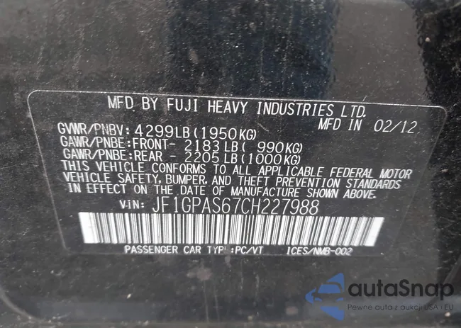 JF1GPAS67CH227988: 43589818