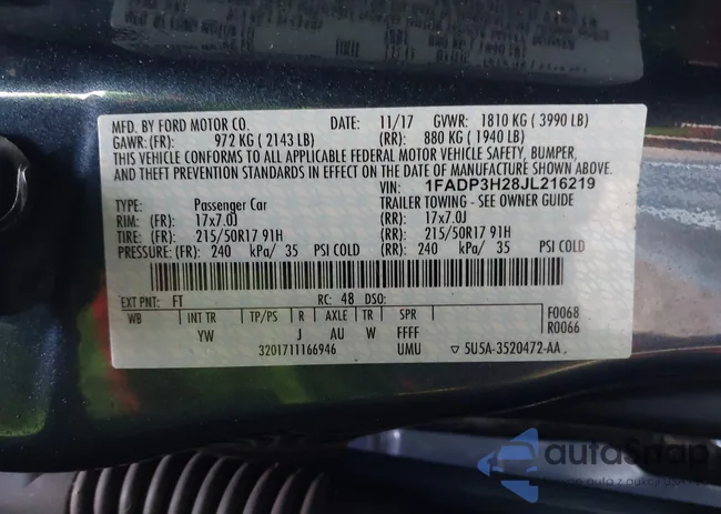 1FADP3H28JL216219: 43589832