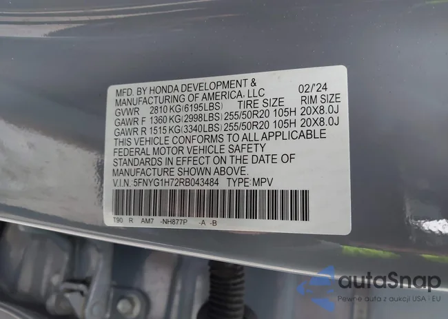 5FNYG1H72RB043484: 43589853