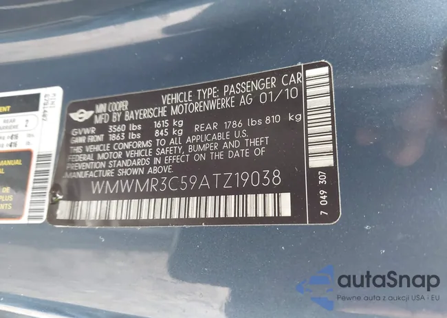 WMWMR3C59ATZ19038: 43589866