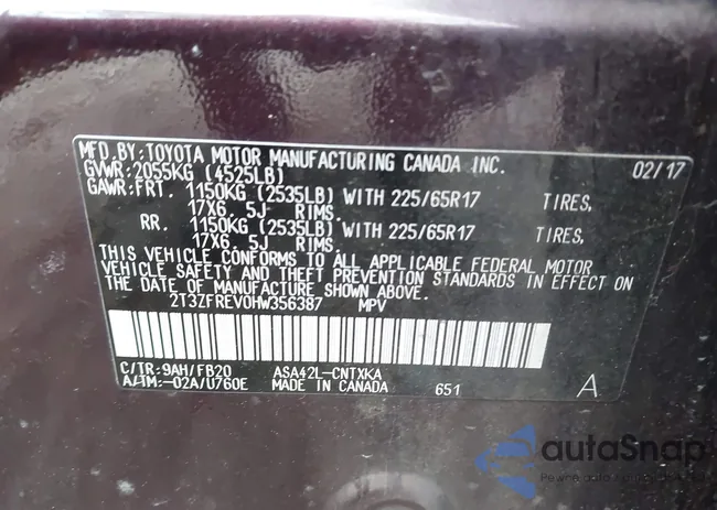 2T3ZFREV0HW356387: 43589889