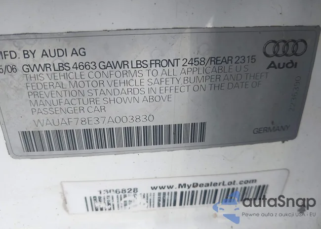 WAUAF78E37A003830: 43589900