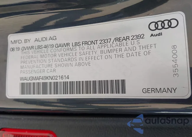 WAUGMAF49KN021614: 43588935