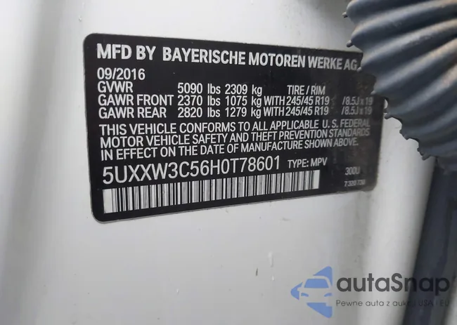 5UXXW3C56H0T78601: 43588944