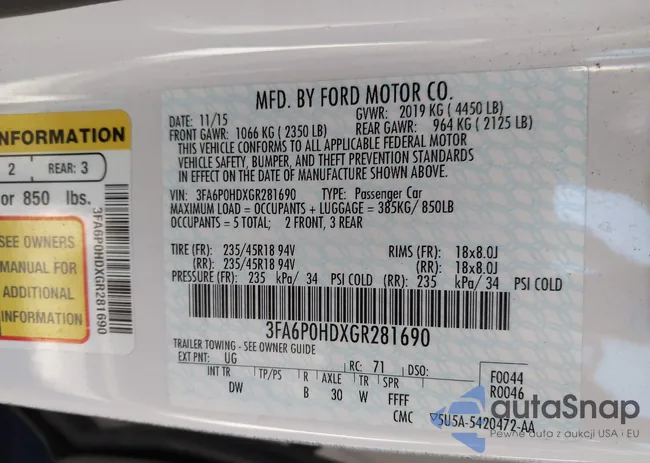 3FA6P0HDXGR281690: 43588946