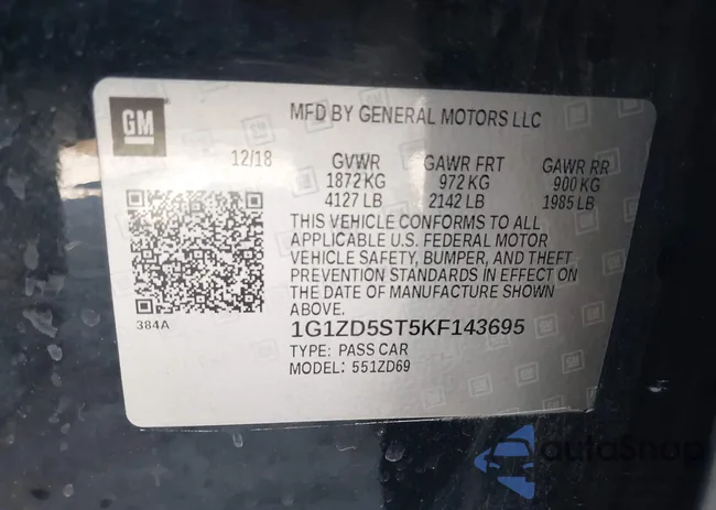 1G1ZD5ST5KF143695: 43589134