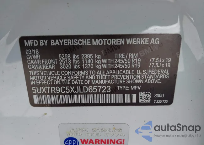 5UXTR9C5XJLD65723: 43589166