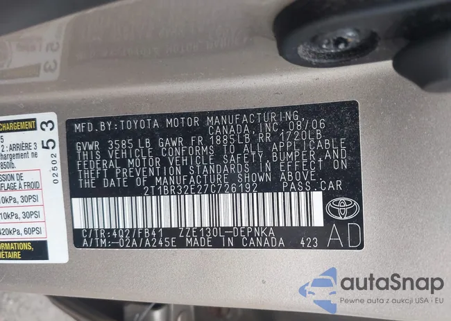 2T1BR32E27C726192: 43590328