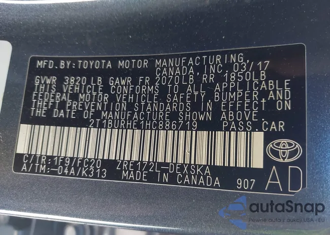 2T1BURHE1HC886719: 43590450