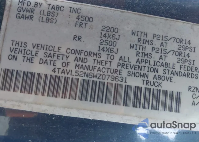 4TAVL52N6WZ079631: 43590530