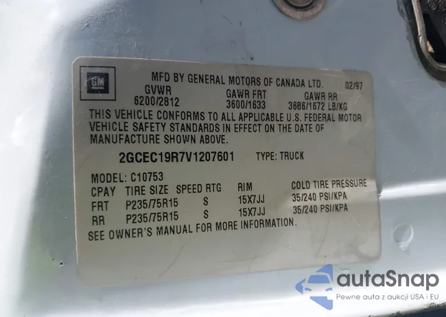 2GCEC19R7V1207601: 43590577