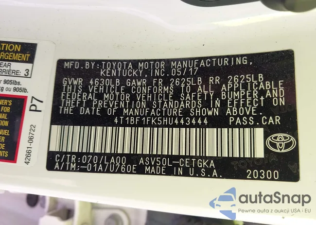 4T1BF1FK5HU443444: 43590608