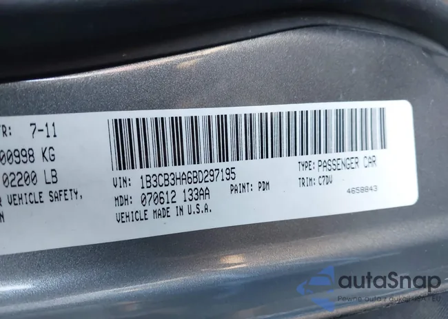 1B3CB3HA6BD297195: 43590612