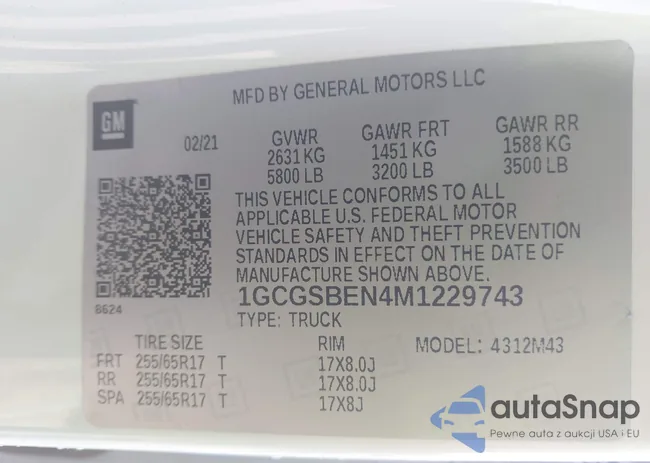 1GCGSBEN4M1229743: 43590667