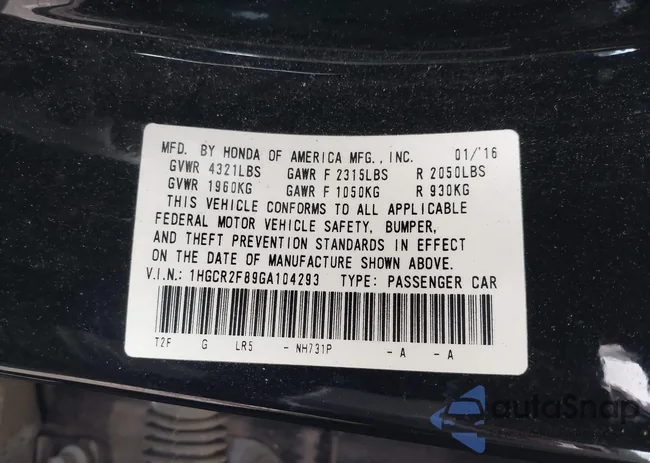 1HGCR2F89GA104293: 43590696