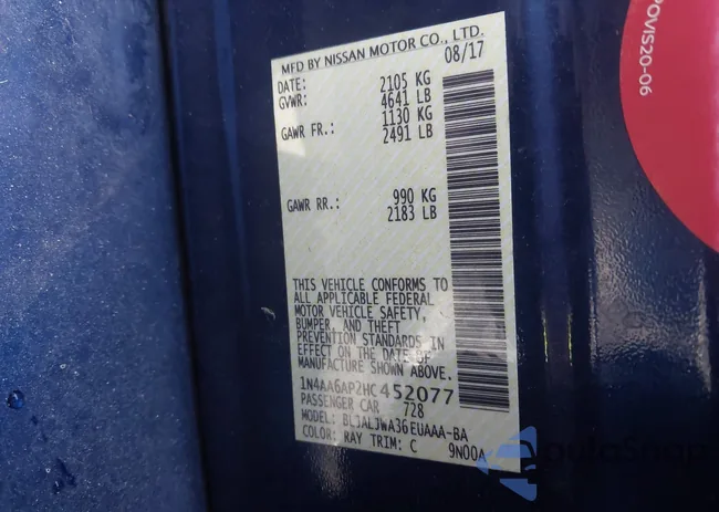 1N4AA6AP2HC452077: 43590710