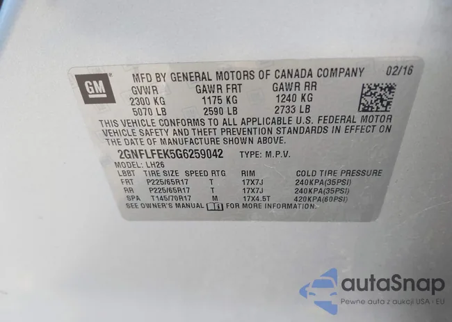 2GNFLFEK5G6259042: 43590845