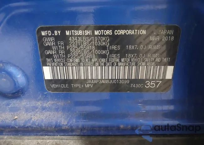JA4AP3AW8JU013099: 43590866