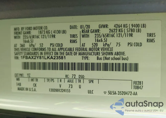 1FBAX2Y81LKA23581: 43589931