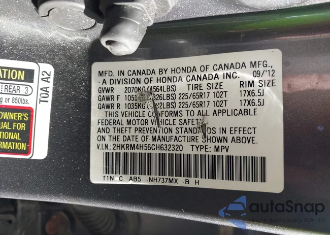 2HKRM4H56CH632320: 43590017