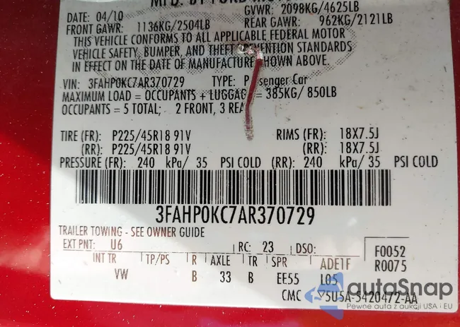 3FAHP0KC7AR370729: 43590131