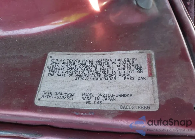 JT2SV21W3K0284938: 43591384