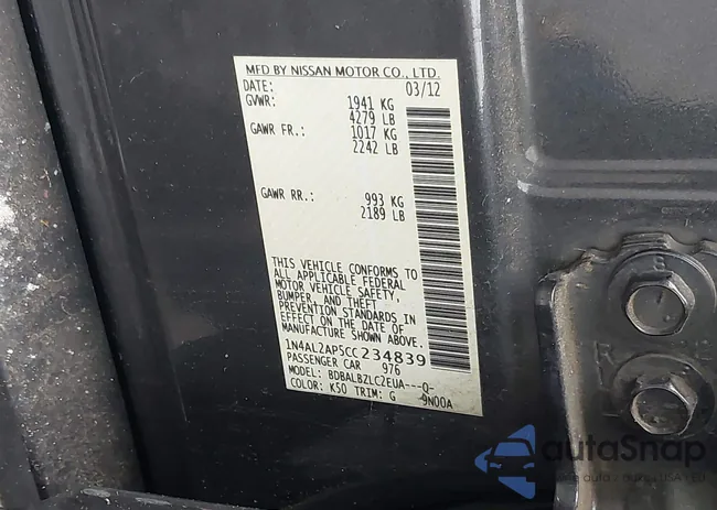 1N4AL2AP5CC234839: 43591629