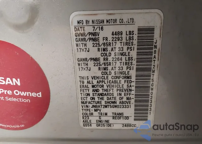 JN8AT2MT5GW023331: 43591663